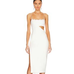 Lovers + Friends White Midi Dress with Cut-Out